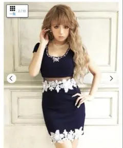 DazzyStore キャバドレス ウエストシースルーフラワーレース タイトミニ