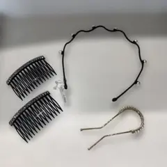 パールカチューシャ　ヘアーアクセサリー ヘアーアレンジ用3点セット