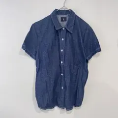リーバイス　ダークブルー ドット柄 半袖シャツ　襟付き　美品　Ｌ　大きいサイズのサムネイル