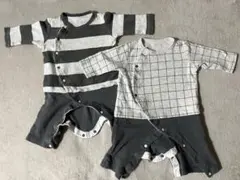 ベルメゾン GITA ストライプ・チェック柄ロンパース 70cm 2セット