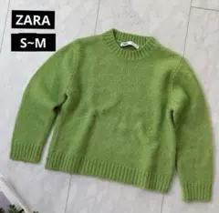 美品【ザラ】ZARA*クルーネック長袖セーター・小さ目サイズ◇ライトグリーン・M