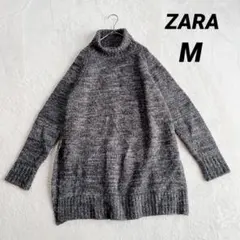 【ザラ】タートルネックニット セーター (M) グレー系 ゆったり 暖かい 秋冬