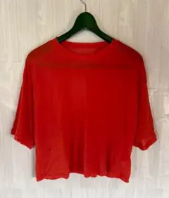 【411】holidayシアー素材 半袖Tシャツ オレンジのサムネイル