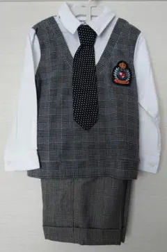 ポロ他　フォーマルセットアップ　110cm　チェック柄　ネクタイ付き