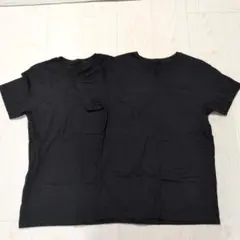 メンズ VネックTシャツ ブラック 2枚セット