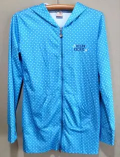 OCEAN PACIFIC ラッシュガード Ｗジッパー付き　水色　ドット　Ｍ