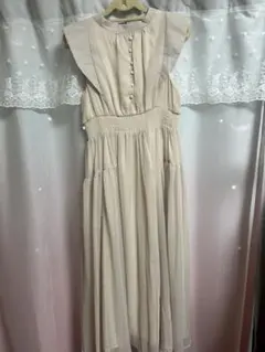 GRL 楊柳シフォンフリルフレアワンピース アイボリー L