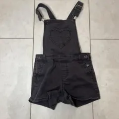 グレー ハート刺繍 ショートオーバーオール 122cm 6-7y