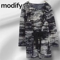 ♡美品♡【modify】ストライプ柄長袖チュニック ドロスト 42 伸縮性