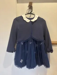 ネイビー フリル付きワンピース　panpanchuchu 130cm