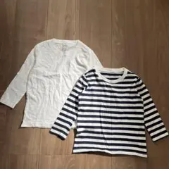 【無印良品】長袖カットソー　白　ボーダー　インナー　2点セット