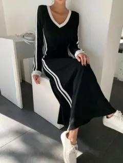 未使用　SHEIN　Dasy　サイドラインワンピース　ロングワンピース　XL