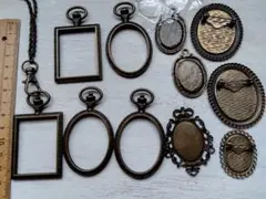 レジン、アクセサリー作りに　ヴィンテージ風メタルフレーム11個セット