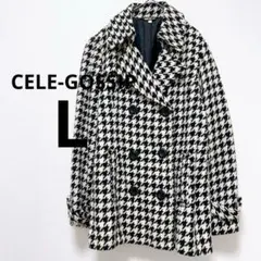 セレゴシップ 千鳥柄 ダブルブレストコート モノトーン シンプル 総柄