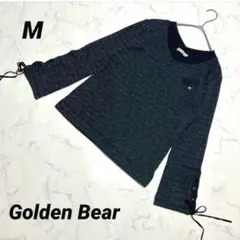 【ゴールデンベアー】 カットソー Vネック 袖リボン 上品 裏起毛 ラメ 紺色のサムネイル