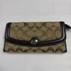 COACHシグネチャー長財布 ベージュ ブラウン
