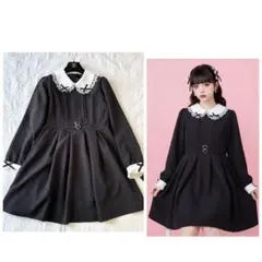 Dear my love 襟付き ワンピース 黒 大きいサイズ XL 夢展望のサムネイル