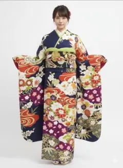 美品 正絹振袖3点セット Sサイズ 紫 桜 御所車 成人式 前撮り - メルカリ