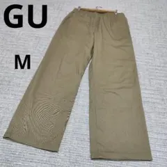 GU ジーユー コットン ベージュ ワークパンツ ウエストゴム ウエスト紐 M