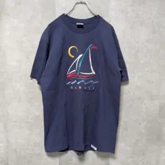 【希少】アメリカ製 クレイジーシャツ ヨット 刺繍 Tシャツ 紺 L 90s〜のサムネイル