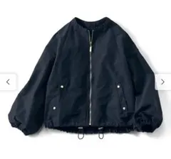 リブ イン コンフォート 撥水加工のぽんわりブルゾン〈ダークネイビー〉3L
