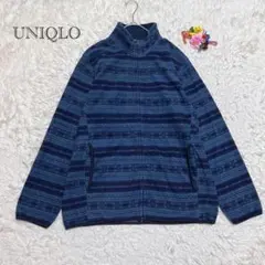ユニクロ　フリースジャケット　ゆったり　XL ネイティブ柄　ノルディック風　防寒