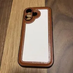 iPhone16用 合成皮革ケース ブラウン