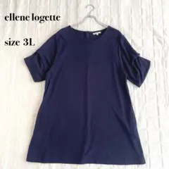 .《大きいサイズ》ellene logette ネイビー 半袖チュニック 3L