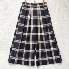 【大人可愛い】トラッド感漂う♡ チェック柄 ワイドパンツ ガウチョパンツ M