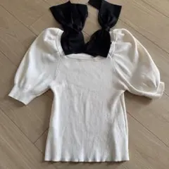 ホワイトリブニット 半袖