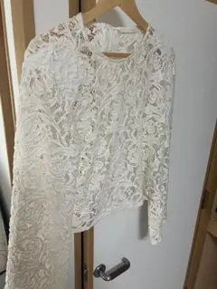 zara アイボリー レース 長袖 トップス