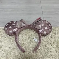 ディズニー　カチューシャ　ピンク　ミニー　ハート　キラキラ　スパンコール