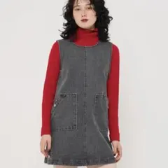 TINA：JOJUN デニム ジャンパースカート グレー