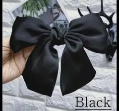 リボンバレッタ ブラック ヘアアクセサリー 黒 髪留め ヘアクリップ