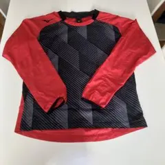 Mizuno 長袖ピステ レッド・ブラック サイズＬ