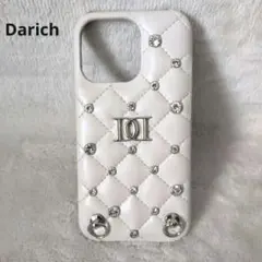 Darich iPhone 14proケース キルティングビジュー チェーン付