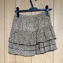 平成ギャル ヒョウ柄 フレアスカート ミニ丈段々フリルスカート