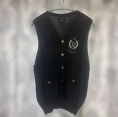 バレンザポー　黒色ビジュ付きベスト　サイズ40 ボタン付き刺繍ロゴ