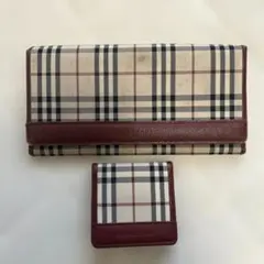 BURBERRY 長財布 ノバチェック ボルドー - メルカリ
