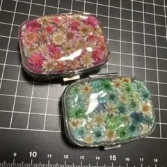 花柄レジンマルチケースアクセサリーケース　押し花　ドライフラワーピルケース
