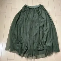 オリーブグリーン フレアロングスカート Lサイズのサムネイル