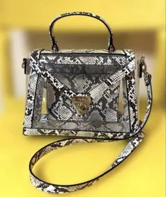 未使用品　ヘビ柄透明ハンドバッグのサムネイル