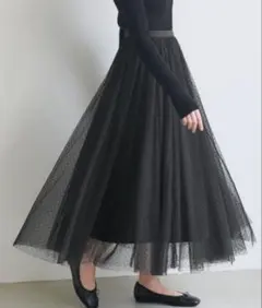coca ドットチュールスカート