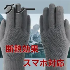 【新品】手袋 レディース グレー 防寒グローブ ニット手袋 厚手 フリー