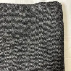 check&stripe ヘリボーンリネンウール 黒 70×50cm