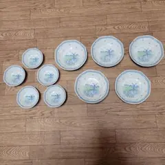 昭峯　風車と花のデザイン 皿 10枚セット