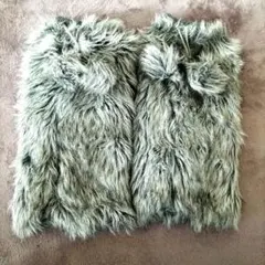 Y2K 当時物 激レア グレー ファー レッグウォーマー ポンポン付き dia系