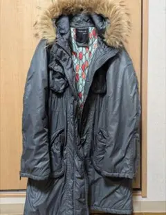 As Knou As グレー ナイロン モッズコート N-3B リアルファー中綿