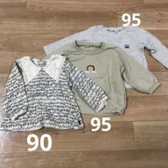 90-95cm 秋服長袖トップス3枚セット　女の子
