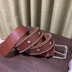 アメカジ好き必見！本革スタッズベルト★重厚デザイン　32inch